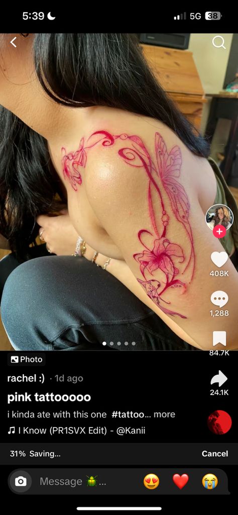 Red Arm Tattoos For Women, Black Sleeve Tattoo, Fantasy Inspo, Types Of Ear Piercings, Red Tattoo, Henna Style, Hand Tattoos For Women, Red Tattoos, Arm Tattoos For Women