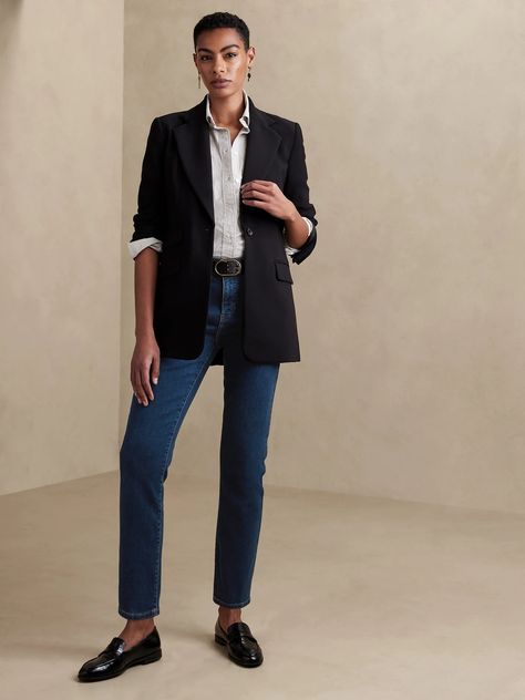 Discover great products at the best prices at Dealmoon. Banana Republic High-Rise Slim Jean. Price:$38.40 at Banana Republic Factory Slim Jeans Outfit, Straight Jeans Outfit, Jeans Outfit For Work, Slouch Jeans, Dress Up Jeans, Destructed Jeans, Stretch Denim Fabric, Summer Work Outfits, Dark Jeans