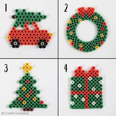 Pearler Beads Christmas Patterns, Christmas Aquabeads, Pearler Bead Christmas Ornaments, Fuse Bead Ornaments, Iron Beads Christmas, Christmas Hamma Beads, Christmas Ornament Perler Beads, Hama Beads Christmas Ornaments, Christmas Perler Beads Ornaments