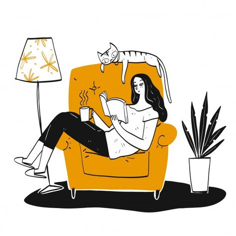 Reading Books Illustration, Girl Reading Book, Books To Read For Women, Book Illustration Art, 캐릭터 드로잉, Book Drawing, Woman Illustration, Simple Illustration, Reading A Book