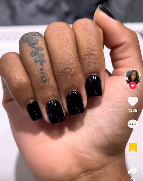 Mail Inspo Short Black, Shirt Black Acrylic Nails, Black Nails Overlay, Short All Black Nails, Short Black Nails Black Women, Short Black Arclyc Nails, Black Manicure Short Square, Xs Short Acrylic Nails, Black Acrylic Overlay Nails