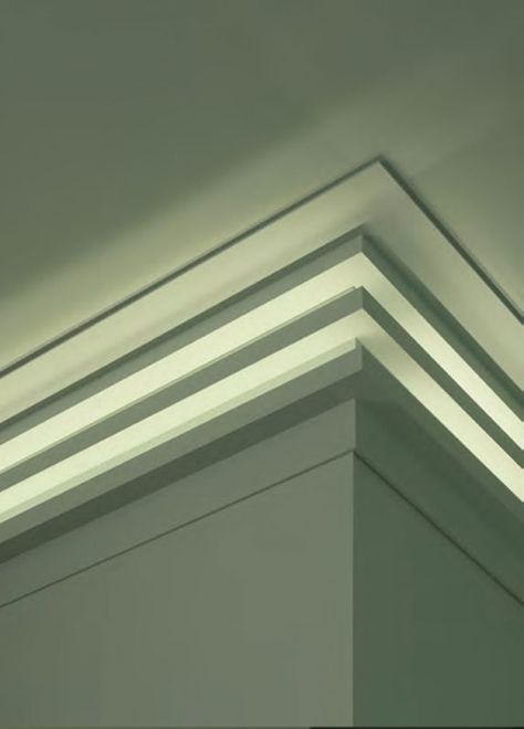 Crown Molding Lights, Crown Molding Ideas, Modern Crown Molding, Modern Crown, Contemporary Dining Room Design, Ceiling Crown Molding, Wilton Icing, Molding Ideas, Crown Moldings