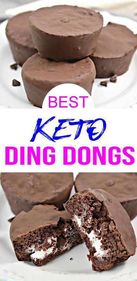 Low Carb Chocolate Cake, Ding Dongs, Desserts Keto, Easy Chocolate Desserts, Postre Keto, Desserts Snacks, Desserts Chocolate, Dessert Easy, Diet Desserts