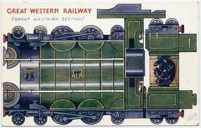 GREAT WESTERN RAILWAY - RAILWAY ENGINE CUT OUT - TUCK - VERY RARE CARD (04/01/2012) Paper Train, Paper Toy Printable, Paper Model Car, Model Train Table, Great Western Railway, Cardboard Toys, Paper Car, Card Model, Great Western