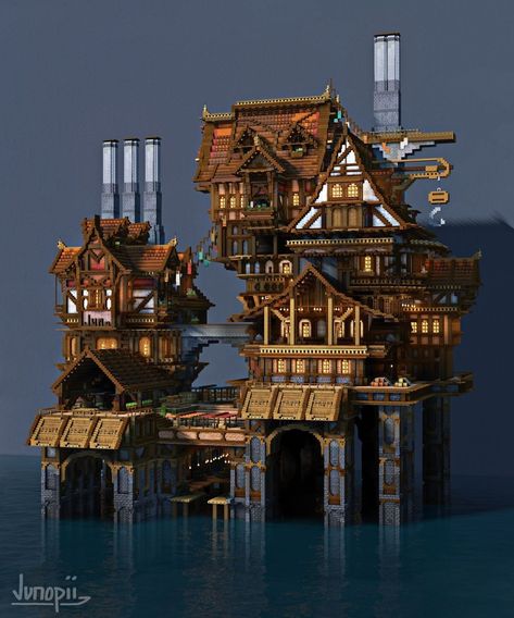 Minecraft Epic Builds, Minecraft Steampunk, Minecraft Structures, Bangunan Minecraft, Steampunk House, Minecraft Cottage, Minecraft Castle, Minecraft Medieval, Minecraft City