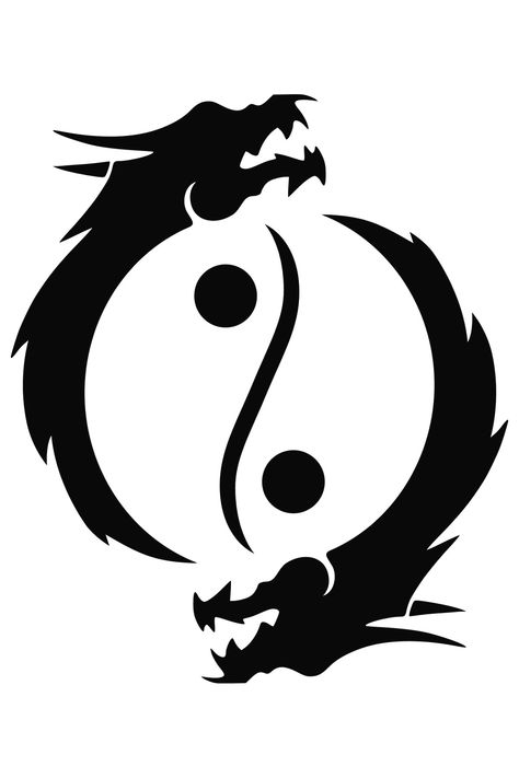 Dragon Ying-Yang Dragon Ying Yang Tattoo, Ying Yang Illustration, Yin Yang Drawing, Dragon Yin Yang Tattoo, Yin And Yang Art, Dragon Tattoo Simple, Ying Yang Design, Dragon Tattoo Vector, Dragon Yin Yang