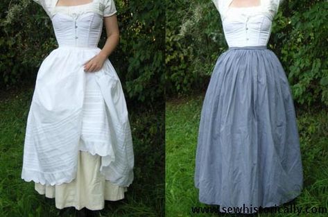 In the 1840s and 1850s prior to the invention of the crinoline, dome-shaped or bell-shaped skirts were fashionable. So I thought it’d be fun to make a comparison of the different Victorian petticoats, which I’ve sewn over the years, to see which underskirts would produce the best dome-shape. I’m comparing my four unstarched cotton petticoats, … Continue reading Comparing Victorian Skirt Supports: Corded, Tucked And Quilted Petticoats → Cage Crinoline, 1900 Dress, Cottage Core Dresses, Victorian Skirt, Find Style, Historical Costuming, Formal Dresses For Teens, Steel Cage, Victorian Clothing