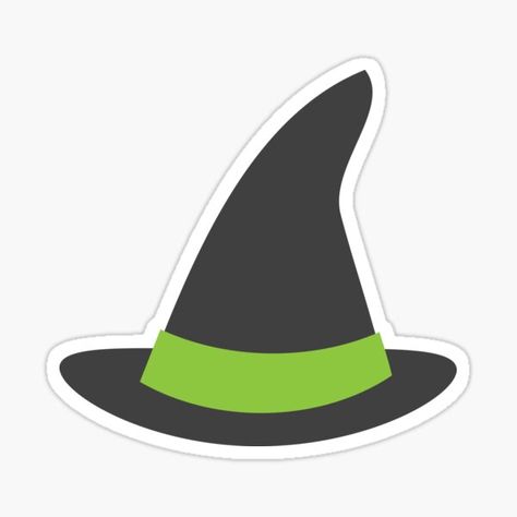 Green and black witches hat • Millions of unique designs by independent artists. Find your thing. Witch Hat Side View, Cartoon Witch Hat, Black Cat Witch Hat, Black Cat With Witch Hat Drawing, Witch Hat Sticker, Black Witch Hat, Black Witch, Witch Hat, Sticker Design