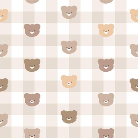 Cute bear seamless pattern | Premium Vector #Freepik #vector Tan Astethic, Bear Cute Wallpaper, Penpal Themes, Wallpaper Seamless Texture, Kids Fabric Prints, Scrapbook Baby Book Ideas, Kawaii Patterns, Teddy Pattern, Bears Wallpaper