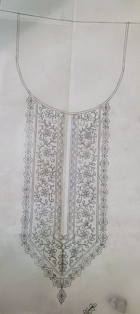 Embroidery Khaka, Embroidery Sketch, Butterfly Art Drawing, Fabric Print Design, India Dress, Neck Embroidery, Canvas Painting Tutorials, Embroidery Neck Designs, Gold Rings Fashion