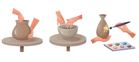 Pottery Infographic, Steps Illustration, Hobby Workshop, Pottery Sculpting, Graphic Design Concept, Pottery Making Illustrated, Pottery Makers, Cultural Centre, Pottery Crafts