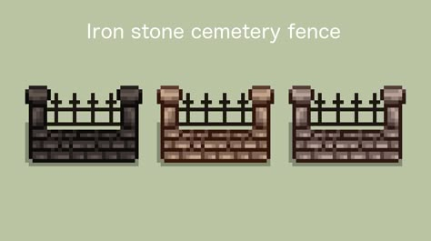 Cemetery Fence, Stardew Valley Tips, Stone Fence, Iron Stone, Pixels Art, Piskel Art, Pixel Art Tutorial, Art Games, Cool Pixel Art