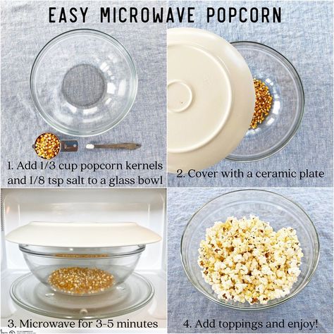 Because Health on Instagram: “Popcorn is such an awesome snack! It's easy, fast, and great as a last minute snack idea when you have unexpected guests over. But store…” How To Make Popcorn From Kernels, How To Microwave Popcorn Kernels, Popcorn Microwave Diy, Popcorn Kernels In Microwave, Microwave Popcorn In A Bowl, How To Make Popcorn In The Microwave, Diy Microwave Popcorn, Microwave Popcorn Bag, How To Make Popcorn