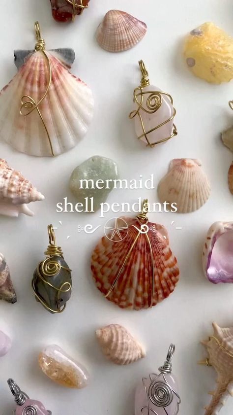 mermaid seashell pendants 🐚 Check more at https://howcandothis.com/diyideas/mermaid-seashell-pendants-%f0%9f%90%9a/ Seashell Jewelry Diy, Jewelry For Summer, Siren Core, Seashell Art Diy, Mermaid Seashell, Sea Shells Diy, Shells Diy, Mermaid Core, Seashell Pendants