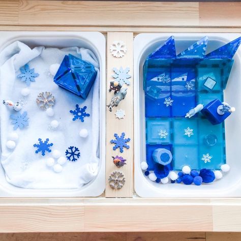 Winter Flisat Table, Flisat Activities, Sensory Center, Ikea Flisat Table, Kids Sensory Activities, Toddler Sensory Bins, Flisat Table, Ikea Flisat, Kids Activities At Home