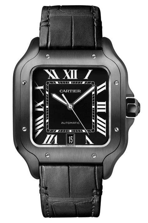 2020 Santos de Cartier ADLC Black - 3 Cartier Panthere, Couple Watch, Cartier Santos, Automatic Watches For Men, Blue Watches, Cartier Watch, Fashion Couple, Men's Watches, Steel Watch