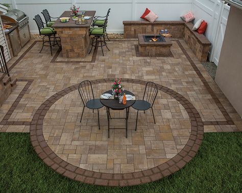 Cambridge Pavingstones, Pavers Backyard, Paver Designs, Concrete Patio Designs, Patio Pavers Design, Patio Deck Designs, Patio Garden Design, Brick Patios, Pergola Plans