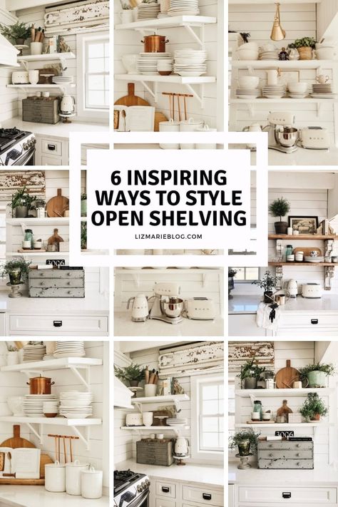 6 Ways to Style Open Kitchen Shelves Styling Open Shelves In Kitchen, Styling Kitchen Shelves, Styling Open Kitchen Shelves, Shelving In Kitchen, Kitchen Shelves Styling, Kitchen Shelf Styling, Kitchen Open Shelves, Kitchen Floating Shelves, Kitchen Shelving