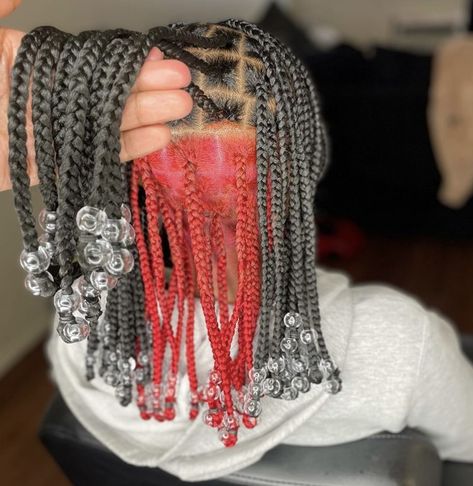 Short Peekaboo Braids With Beads, Knotless Beads, Red Box Braids, Black Women Short Hairstyles, Pretty Braids, Short Box Braids, Goddess Braids Hairstyles, Hairstyles Kids, Box Braids Hairstyles For Black Women