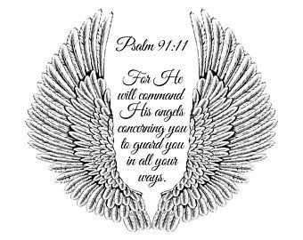 Angel Wings Printable, 91 Tattoo, Psalm 91 Printable, Wings Printable, Psalm 91 Prayer, Waterslide Images, Psalm 91 11, Tattoos To Cover Scars, Christian Poster