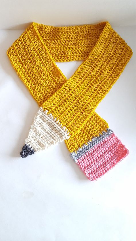 Pencil Scarf, Crochet Teacher Gifts, Kindergarten Outfit, Crochet Pencil, Toddler Scarf, Toddler Gear, English Teacher Gifts, Toddler School, Crochet Christmas Gifts