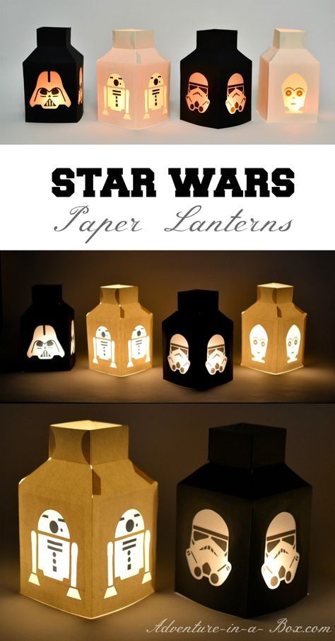 Star Wars Paper Lanterns: Make this simple Star Wars craft with paper, glue and parchment paper! Diy Star Wars Centerpiece, Rustic Star Wars Wedding, Star Wars Party Table Decorations, Star Wars Themed Wedding Centerpieces, Star Wars Party Ideas For Adults, Star Wars Table Centerpiece, Star Wars Library, Star Wars Craft, Decoracion Star Wars