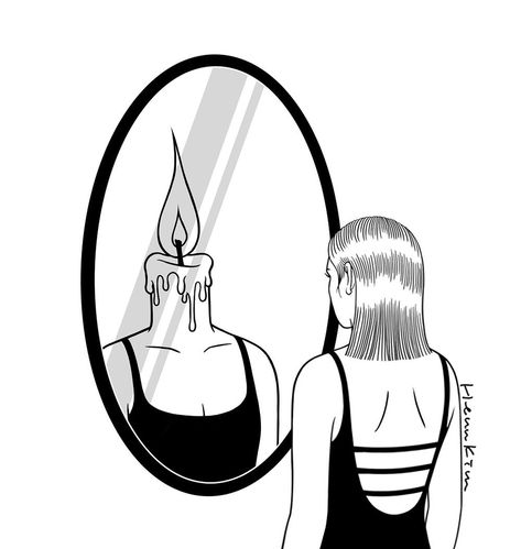 Henn Kim / 헨 킴 on Instagram: “Find My Fire🔥” Tumblr Outline, Henn Kim, Art Emotions, Planet Drawing, Album Artwork Cover Art, Mirror Photography, Pencil Sketch Images, Black And White Art Drawing, Art Journal Therapy