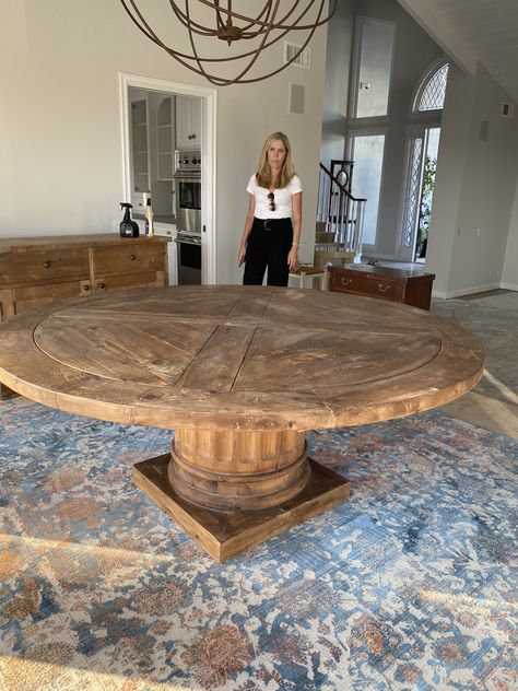 Round Dining Table With 8 Chairs, Informal Dining Room Round Table, 8 Person Round Dining Table Wood, Big Round Kitchen Table, Round Dining Table Styling Rustic, Large Round Wooden Dining Table, Round Dining Table Solid Wood, Round Wooden Dining Table Farmhouse, Rustic Circle Dining Table