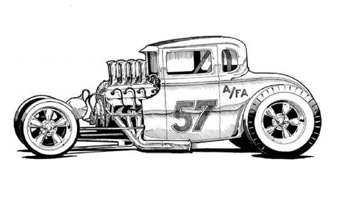 Cartoon Car Drawing, Cool Car Drawings, Rat Fink, Automotive Artwork, Rat Rods Truck, Cars Coloring Pages, Cartoon Car, Garage Art, Truck Art