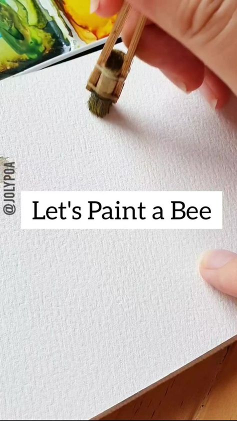 Let's paint a bee using surikomi brush 🐝 #watercolorbee #watercolorart | Joly Poa Watercolorist | Joly Poa Watercolorist · Original audio Paint A Bee Easy, Bumble Bee Watercolor Paintings, How To Paint Bees, How To Paint A Bee, Bee Painting Simple, Paint A Bee, Watercolor Bumble Bee, Honey Bee Painting, Honey Bee Watercolor