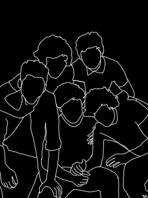 One Direction Outline Tattoo, One Direction Outline Drawing, One Direction Line Art, One Direction Outline, One Direction Tattoos, One Direction Drawings, One Direction Art, Harry Styles Drawing, Harry Styles Poster