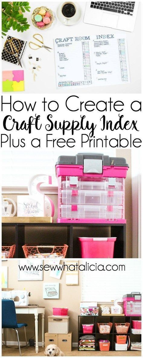 Create a Craft Room Index with a Bullet Journal: If you have a ton of craft supplies like I do then this is perfect for you! Get all your supplies organized and remember where you put them with this craft room index tutorial. #sewing #bulletjournal Craft Room Labels Printable, Craft Room Supplies List, List Of Craft Supplies, Craft Categories List, Craft Room Labels, Craft Supplies Inventory, Index Journal, Scrapbook Rooms, Peg Boards