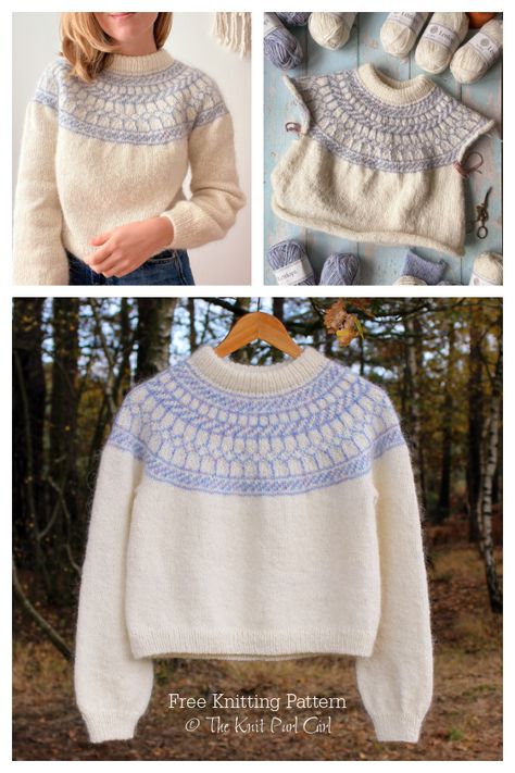 Easy Colorwork Sweater, Whale Sweater Knitting Pattern, Top Down Jumper Knitting Pattern, Knit Collar Sweater, Top Down Fair Isle Sweater Pattern, Worsted Knitting Patterns, Free Sweater Patterns Knit, Colorwork Sweater Knitting Pattern Free, 2 Color Knitting Patterns Free