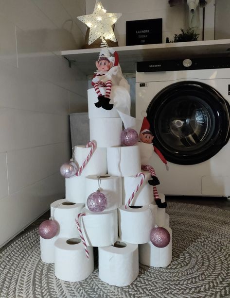 Elf Ideas With Toilet Paper, Elf On Shelf Toilet Paper Roll, First Night Elf On The Shelf Ideas Kids, Elf 2024, Elf Ideas Easy, Elf Shelf, Elf Magic, Awesome Elf On The Shelf Ideas, Shelf Paper