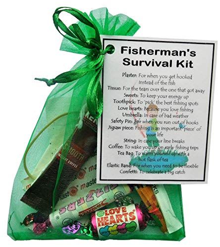 Fishing Survival Kit, Fishing Gift Basket Ideas Diy, Fishing Gift Basket, Salt Favors, Boo Bucket, Survival Kit Gifts, Smile Gift, Fish Theme, Bucket Ideas