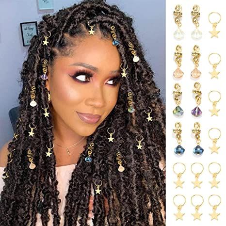 Dreadlock Accessories Black Women, African Hair Accessories, Jewelry Clips, Braid Rings, Hair Jewelry For Braids, Dreadlock Hair, Braid Clips, Hair Charms, Dreadlock Accessories