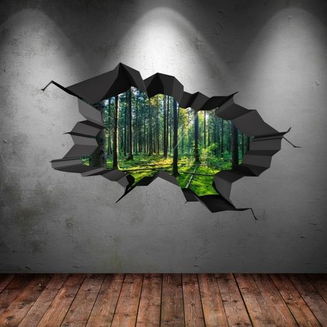 3d Wall Decals, 3d Wall Painting, Graphic Wall Art, Hole In The Wall, Goal Getter, Dinosaur Wall, Wall Stickers Bedroom, Sticker Wall, Wildlife Artists