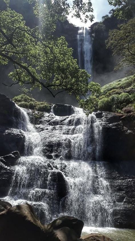 Nature Aesthetic Waterfall, Indonesia Waterfall, Countryside Photography, Waterfall Close Up, Tropical Waterfall Aesthetic, Sukabumi, Devkund Waterfall Video, Beautiful Waterfalls, Stock Photography Free