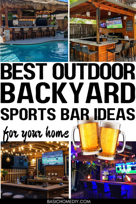 Get best outdoor backyard sports bar ideas for your home - including shed bar grill ideas to transform your backyard into the ultimate outdoor sports bar with these DIY ideas! Whether you have a small patio or spacious backyard bar, discover creative grill ideas, shed bars, and outdoor man cave bar ideas. Get outdoor bar ideas on a budget for furniture and outdoor bar stool ideas, poolside bars, and fire pit ideas. Create a backyard bar with simple backyard games and outdoor kitchen areas. Best Backyard Ideas For Entertaining, Pool Deck Bar Ideas, Poolside Kitchen And Bar, Backyard Ideas With Pool Outdoor Kitchen Patio Design, Outdoor Bar With Sink, Poolside Tiki Bar Ideas, Small Outdoor Bar Ideas Backyards, Diy Patio Bar Ideas, Small Shed Bar Ideas