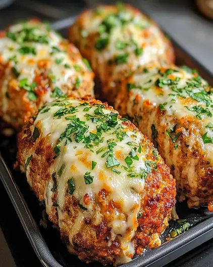 Dinner Recipes With Chicken Healthy, Parmesan Garlic Chicken Meatloaf, Garlic Parm Chicken Mini Meatloaf, Main Dinner Dish Ideas, Parmesan Turkey Meatloaf, Chicken Parm Recipes Easy, Garlic Parm Chicken Meatloaves, Mini Chicken Meatloaf, Healthy Weeknight Recipes