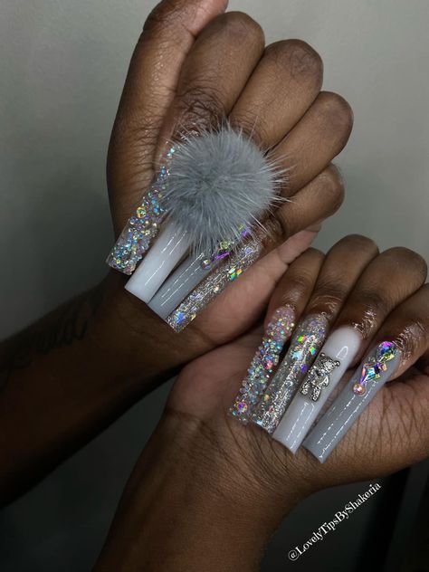 Obnoxious Nails, Extendo Nails, Acrylic Toe Nails, Acrylic Nail Set, Long Acrylic Nail Designs, Baddie Nails, Grunge Nails, White Acrylic Nails, Cute Acrylic Nail Designs