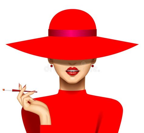 Dress Vector, Art Deco Paintings, Woman In Red, Red Party, Fashion Art Illustration, Amazing Art Painting, Silhouette Art, Red Hat, Red Hats