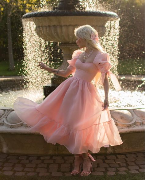 Witch's Circle, Pink Wedding Dress Short, Fanciful Doll, Cottage Core Dresses, Short Frocks, Windsor Dress, Pink Ruffle Dress, Dress Trims, Puffy Dresses