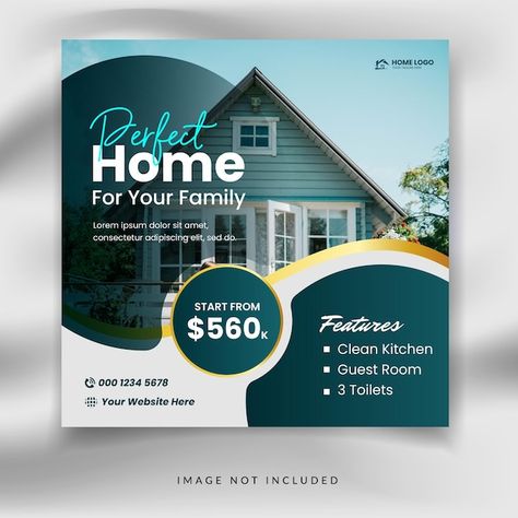 Square social media real estate sale pro... | Premium Vector #Freepik #vector #business Real State Poster Design, Real Estate Promotion Ideas, House Sale Poster, Real State Designs, Real Estate Post Ideas, Creativity Pictures, Real Estate Poster, Real Estate Post, Real Estate Social Media Post