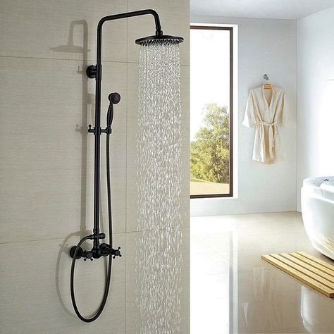 Shop for Antique Style Shower Faucet Black Spray Paint Bathroom Shower Faucet at Homelava.com with the lowest price and top service! Oil Rubbed Bronze Shower, Bathroom Shower Faucets, Gold Shower, Brass Shower, Shower Faucet Sets, Bath Shower Mixer, Shower Mixer, Rainfall Shower Head, Tub Spout