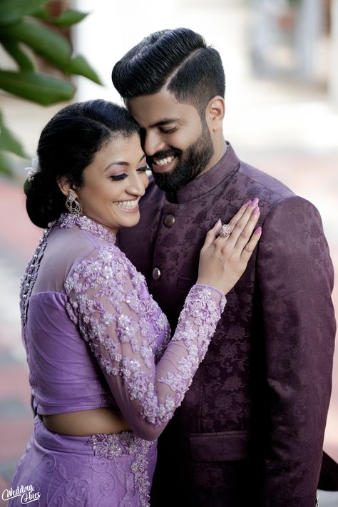 Combination With Lavender Color, Engagement Couple Outfits Indian, Engagement Dress For Men, Engament Photos, Engagement Dress For Groom, Engagement Looks, Purple Color Combinations, Lavender Gown, Wedding Color Combinations