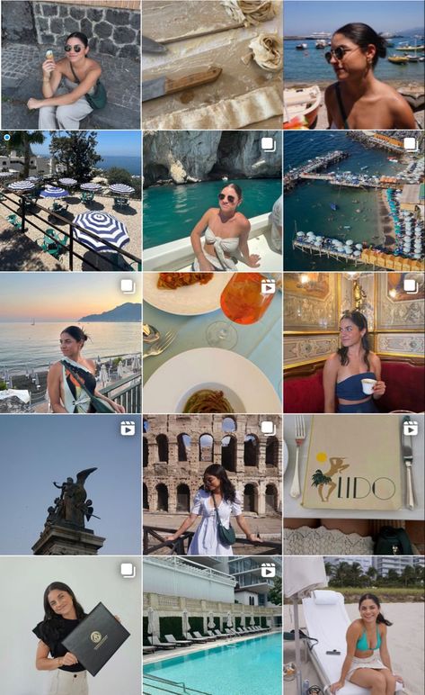 Italy Feed Instagram, Aesthetic Instagram Feed Travel, Travel Feed Ideas, Italian Instagram Feed, European Instagram Feed, Beach Ig Feed, Travel Ig Feed, Summer Instagram Feed, Summer Feed Instagram