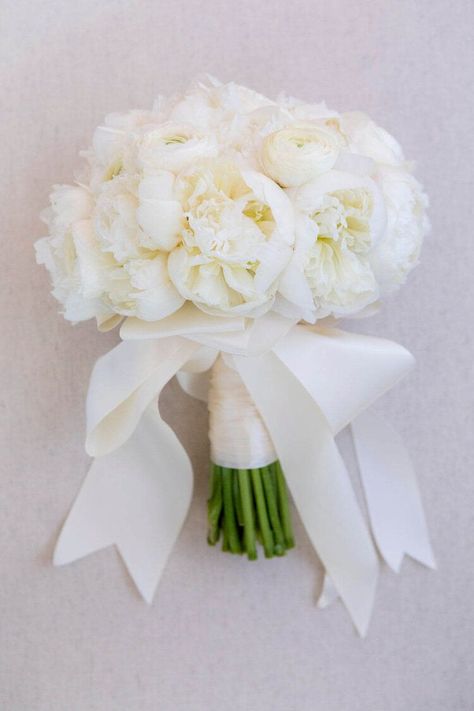 White peony bridal bouquet by Eddie Zaratsian Lifestyle & Design White Bridal Bouquets, White Peony Bouquet Wedding, Bride Bouquets White, White Peonies Bouquet, Simple Wedding Bouquets, Bridal Bouquet Peonies, Peony Bouquet Wedding, Bridal Bouquet Flowers, White Bridal Bouquet