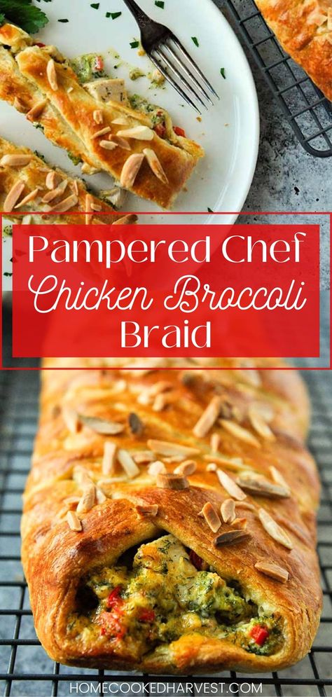 Chicken Broccoli Braid, Broccoli Braid, Chicken Braid, Chicken Broccoli Cheese, Cheese All, Broccoli Chicken, Pampered Chef Recipes, Crescent Roll Recipes, Crescent Roll