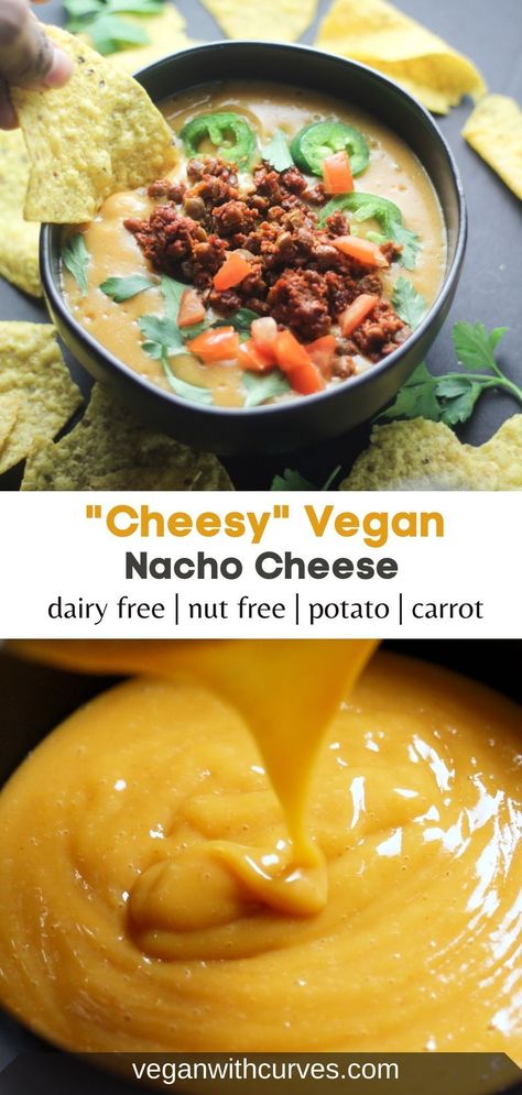 Vegan Nacho Cheese Nut Free, Easy Vegan Nacho Cheese, Vegan Cheese Sauce Nutritional Yeast, Vegan Cheese Sauce Potato Carrot, Dairy Free Nacho Cheese Sauce, Nutritional Yeast Dip, Dairy Free Cheese Dip, Vegan Nacho Cheese, Vegan Nacho Cheese Sauce